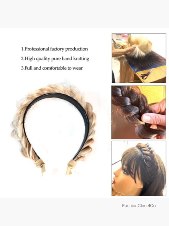 Braided Headband with Teeth - Wide Braid Messy Hair Hoop - Handmade main image 6